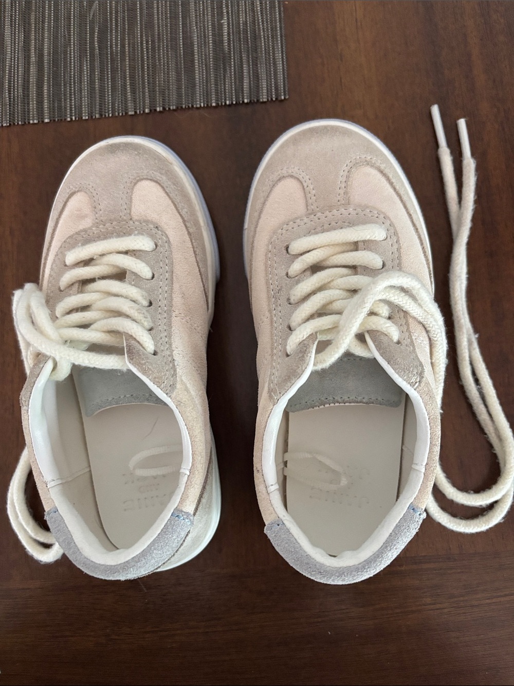 Janie and Jack Cream Suede Lace-Up Kids Sneakers